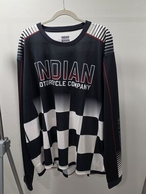 Indian Motorcycle Company Men’s Black & White Long Sleeve Graphic Tee